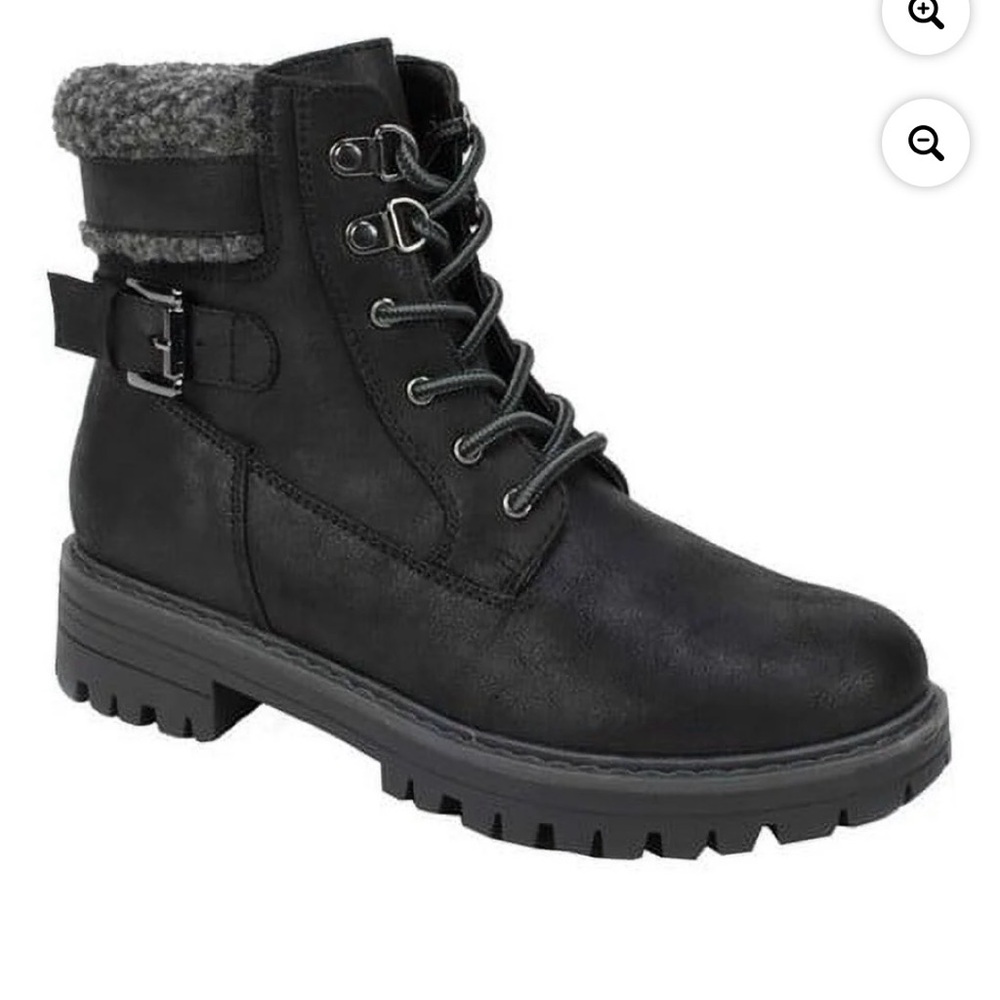 Cliffs by White Mountain Women’s Black Lace-Up Faux Fur Ankle Boots size 7